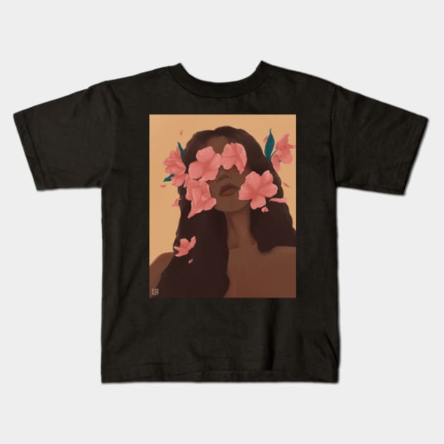 I want him to see the flowers in my eyes Kids T-Shirt by samsum.art